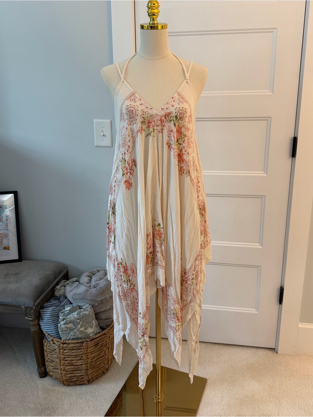 O'Neill Cream Floral Spaghetti-Strap Sundress